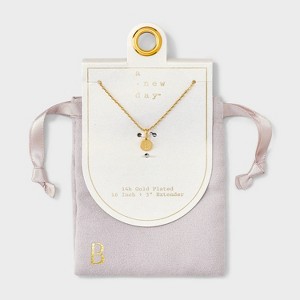 14K Gold Plated Round Initial Pendant Necklace - A New Day™ - 1 of 4