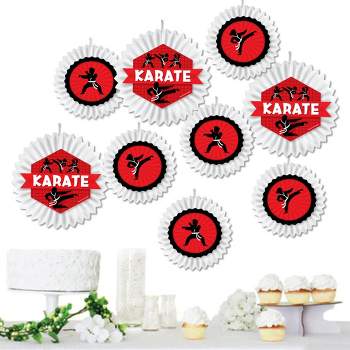 Big Dot of Happiness Karate Master - Hanging Martial Arts Birthday Party Tissue Decoration Kit - Paper Fans - Set of 9