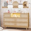 Whizmax Natural Rattan Dresser for Bedroom with LED Light and Charging Station, 6 Drawer Double Dressers, Modern Wooden Dresser Chest for Living Room - 4 of 4