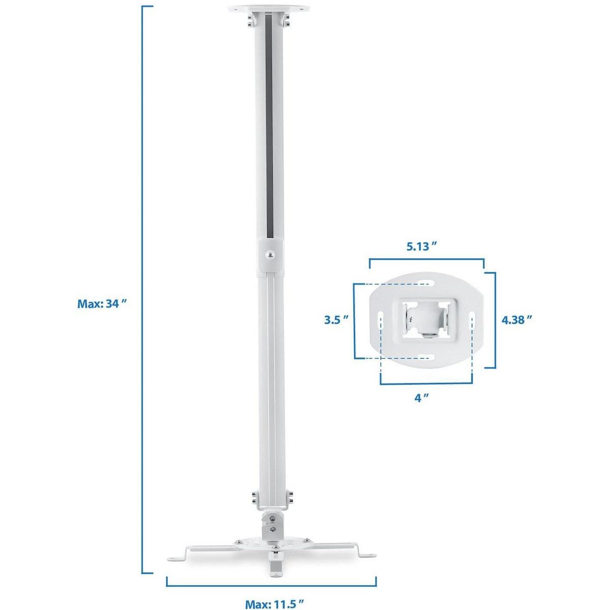 Mount-It! Universal Ceiling Projector Mount Bracket | Full Motion and Height Adjustable from 21 - 34.5 in. | 30 Lbs. Weight Capacity | Long Size - thumbnail 6