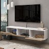 HomeStock Floating TV Stand for Up to 75 inch TVs Wall Mounted, White - 3 of 4
