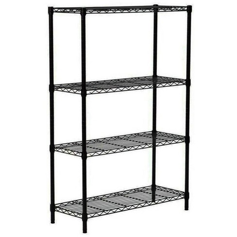 Storage Concepts Office Shelving, Wire Black, 4 Shelves, 74H x 60W x 18D