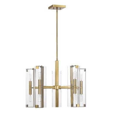 Winfield 10-Light Warm Brass and Glass Chandelier