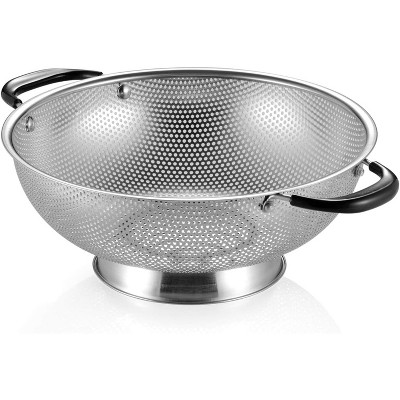 18/8 Stainless Steel Colander, Easy Grip Micro-Perforated 5-Quart Colander, Strainer with Riveted and Heat Resistant Handles