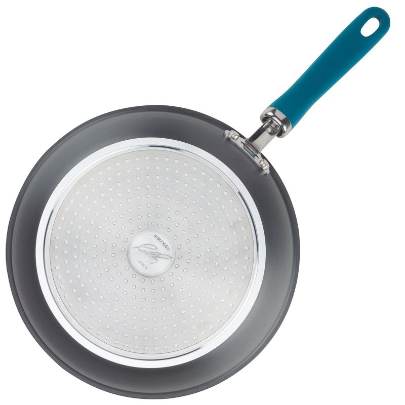 Rachael Ray Create Delicious 10.25&#34; Hard Anodized Aluminum Nonstick Deep Fry Pan w/ Lid Teal Handles, 5 of 6