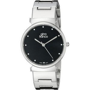 Gino Franco Men's Black Minimalist Round Stainless Steel Bracelet Watch - 1 of 2