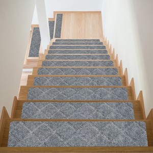 Unique Bargains Non-Slip Resistant Indoor Wooden Stair Treads Carpet Mat 8''x30'' - 1 of 3