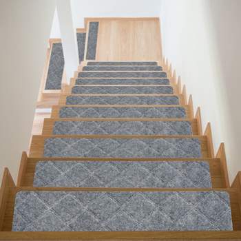 Unique Bargains Non-Slip Resistant Indoor Wooden Stair Treads Carpet Mat 8''x30''