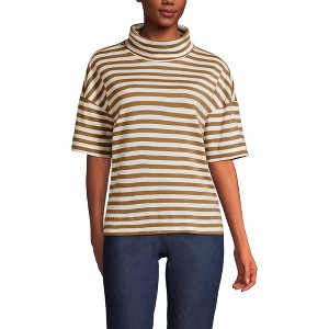 Lands' End Women's Elbow Sleeve Supima Cotton Relaxed Turtleneck - 1 of 3