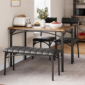 Garvee 4-Person Dining Set, Upholstered Chairs & Bench, Rectangular Kitchen Table Set for Small Space, Apartment, Home, Studio - 1 of 4