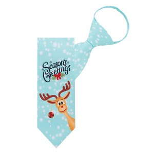 Jacob Alexander Men's Seasons Greetings from Reindeer Pre-Tied Zipper Neck Tie - Aqua - 1 of 3