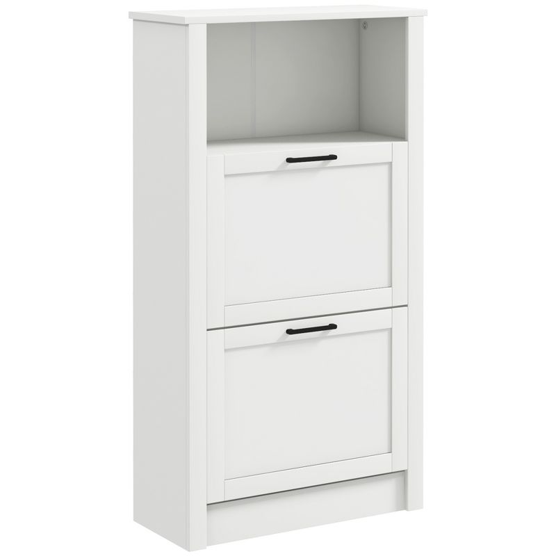 HOMCOM Shoe Storage Cabinet with 2 Flip Drawers and Open Compartment, Adjustable Shelves for Entryway or Hallway, 1 of 7