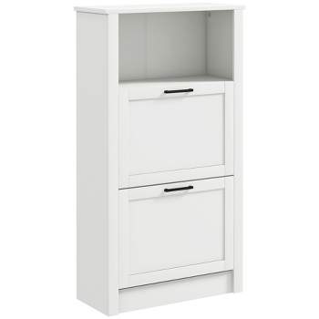 HOMCOM Shoe Storage Cabinet with 2 Flip Drawers and Open Compartment, Adjustable Shelves for Entryway or Hallway