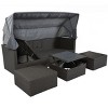 Outdoor Patio Daybed with Retractable Canopy, Sectional Seating Set with Adjustable Table and Washable Cushions for Garden or Backyard-Maison Boucle - 3 of 4