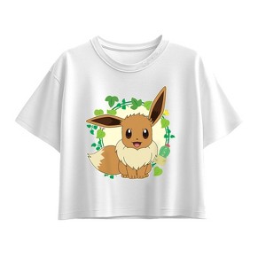 Girls' - Pokémon - Eevee Leaves Short Sleeve Boxy Graphic T-Shirt - 1 of 1