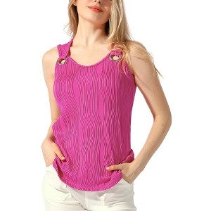 Allegra K Women's Loose Fit Summer Casual Strap Tops Trendy Sleeveless Tank Top - 1 of 4