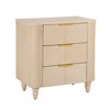 JANSNO Mid-Century Nightstand with 3 Fluted Drawers, Curved Profile & Gold Handles - 2 of 4