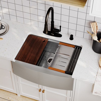 30'' Stainless Steel Farmhouse Single Bowl Kitchen Sink with Accessories