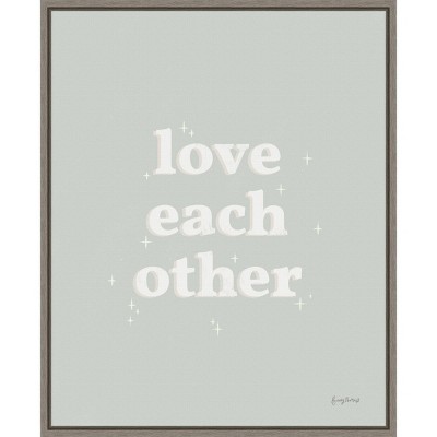 16" x 20" Love Each Other Neutral by Becky Thorns Framed Wall Canvas - Amanti Art