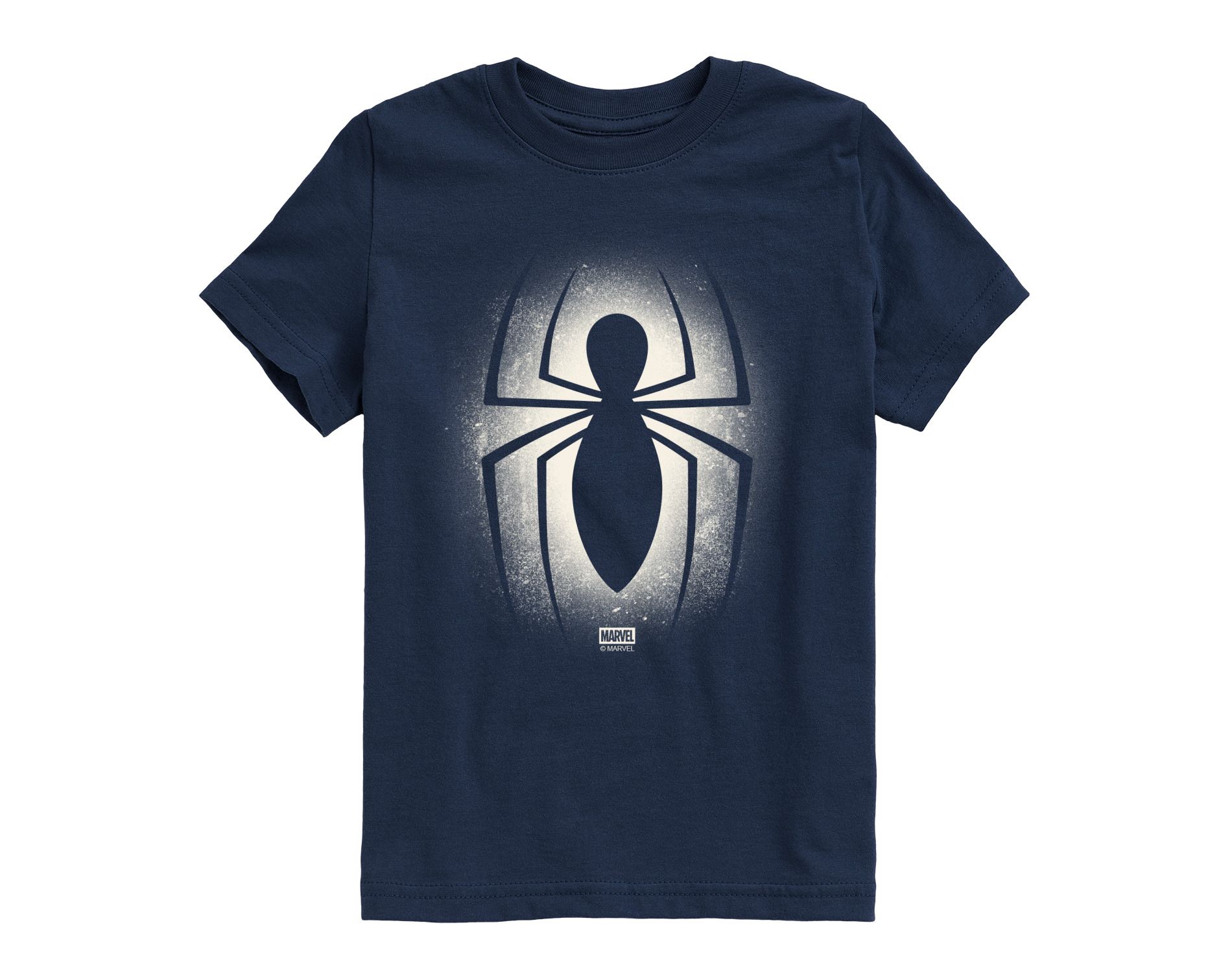 Boys' Marvel Spider-Man Logo Graffiti Short Sleeve Graphic T-Shirt - Navy - Small