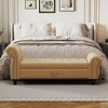 Storage Bench With Arms, 64.5" Wood Upholstered Bench With Storage And Seating, Farmhouse End Of Bed Bench, Storage Ottoman Bench For Bedroom - 4 of 4