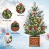 Pre-Lit Mini Christmas Tree, Tabletop Artificial Tree with Bow, Pine Cones, Berries, Ornaments, DIY Holiday Decoration - 3 of 4