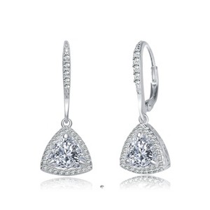 Guili Sterling Silver Drop Earrings with Clear Round & Triangle CZ in Rhodium, Gold & Rose Gold Plating – Sleek, Stylish, and Elegant Design - 1 of 3