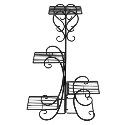 SEVOBAL Metal Plant Stand 4 Tier Flower Holder Racks Patio Stand Holder Outdoor Displaying Plants Flowers Potted Planter Shelves Indoor Shelf Holder