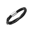 Steeltime Men's 8" genuine leather wrap bracelet in black - 2 of 4