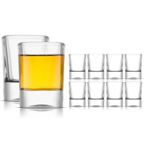 JoyJolt Glass Shot Glasses Set of 10 - City 2oz Shot Glass Set. Heavy Base Shot Glasses, Square Shot Glasses - 1 of 4