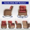 POCASSY Wicker Swivel Rocking Chairs, Oversized Rocker Patio Chairs Set Rattan Glider Chairs for Outdoor Porch Deck Backyard - 3 of 4
