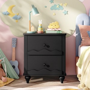 Besiost Wooden Nightstand with Charging Station, Storage Dresser with 2 Drawers - 1 of 4