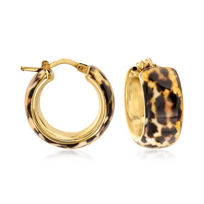 Ross-Simons Italian Leopard-Print Enamel Hoop Earrings in 18kt Gold Over Sterling