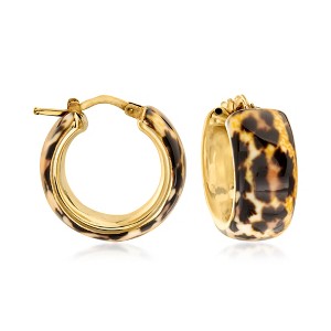 Ross-Simons Italian Leopard-Print Enamel Hoop Earrings in 18kt Gold Over Sterling - 1 of 4