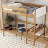 Whisen Twin Size Upholstered Rubber Wooden Loft Bed Frame with Ladder, Desk and Teddy Fleece Fabric Headboard/Footboard - Natural - 4 of 4