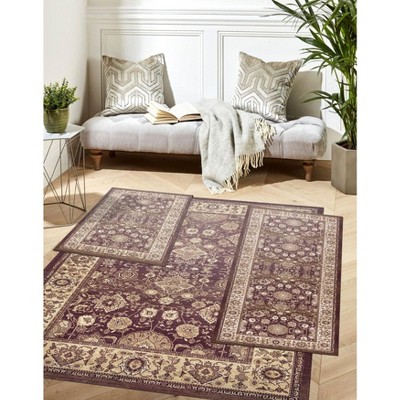 BrylaneHome 3 Piece Paris Washable Rug Set