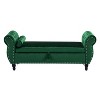 Velvet Multifunctional Storage Rectangular ottoman bench with 1 Pillow, Dark Green, Emerald - 2 of 4