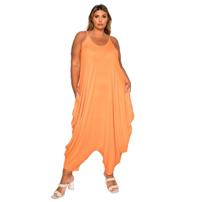 L I V D Women's Quinn Pocket Jumpsuit, Orange, 2X
