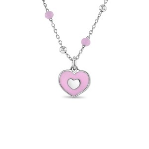 Girls' Pink Heart Satellite Sterling Silver Necklace - In Season Jewelry - 1 of 3