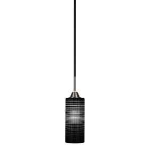 Toltec Lighting Paramount 1 - Light Pendant in  Matte Black/Brushed Nickel with 4" Black Matrix Shade - 1 of 1