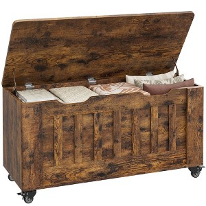 Storage Chest, Storage Bench with Safety Hinge, Flip Top Wood Blanket Storage Trunks Chest for Entryway, Living Room - 1 of 4