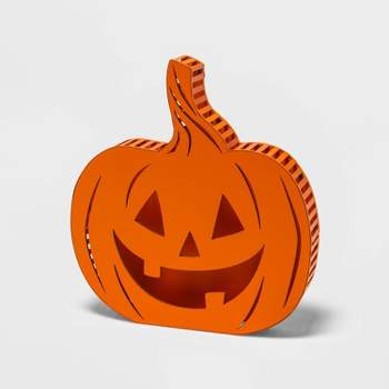 LED Backlit Orange Flickering Jack-O'-Lantern Halloween Lighted Decor - Hyde & EEK! Boutique™