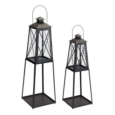 Melrose Metal Lantern with Tapered Stand (Set of 2)