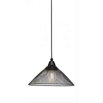 Toltec Lighting Cord 1 - Light Pendant in  Matte Black with 14" Matte Black Cone Mesh Metal Shade Shade