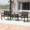 Costway 3 Piece Patio Furniture Set with 2 Modern Rattan Armchair & 25" Squire Side Table Black/Gray - 4 of 4