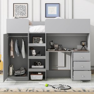 NicBex Full Size Loft Bed with Desk & Storage,Bunk Bed Featuring Built-In Wardrobe,Shelves & Drawers,Multi-Functional Loft Bed for Kids,Teens - 1 of 4