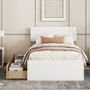 Twin Size Bed Frame, With White High Gloss Headboard Footboard, 2 Drawers, Easy Assembly, Platform Bed Frames, White + Light Oak - 3 of 4