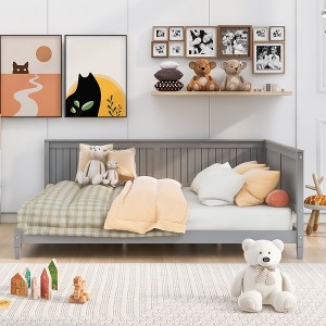 PAGED Twin Size Daybed Modern Simple Wooden Bed Frame with Headboard and Side Panel for Bedroom, Living Room - 1 of 4