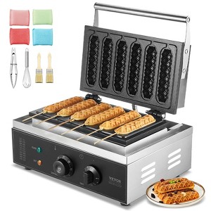 VEVOR Commercial Waffle Stick Maker, 6PCS 1500W Waffle Baker Machine, Non-Stick Stainless Steel Corn Hot Dog Waffle Iron with Temp and Time Control - 1 of 4