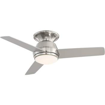 44" Casa Vieja Marbella Breeze Modern Hugger Indoor Ceiling Fan with Dimmable LED Light Remote Control Brushed Nickel Opal Glass for Living Room House